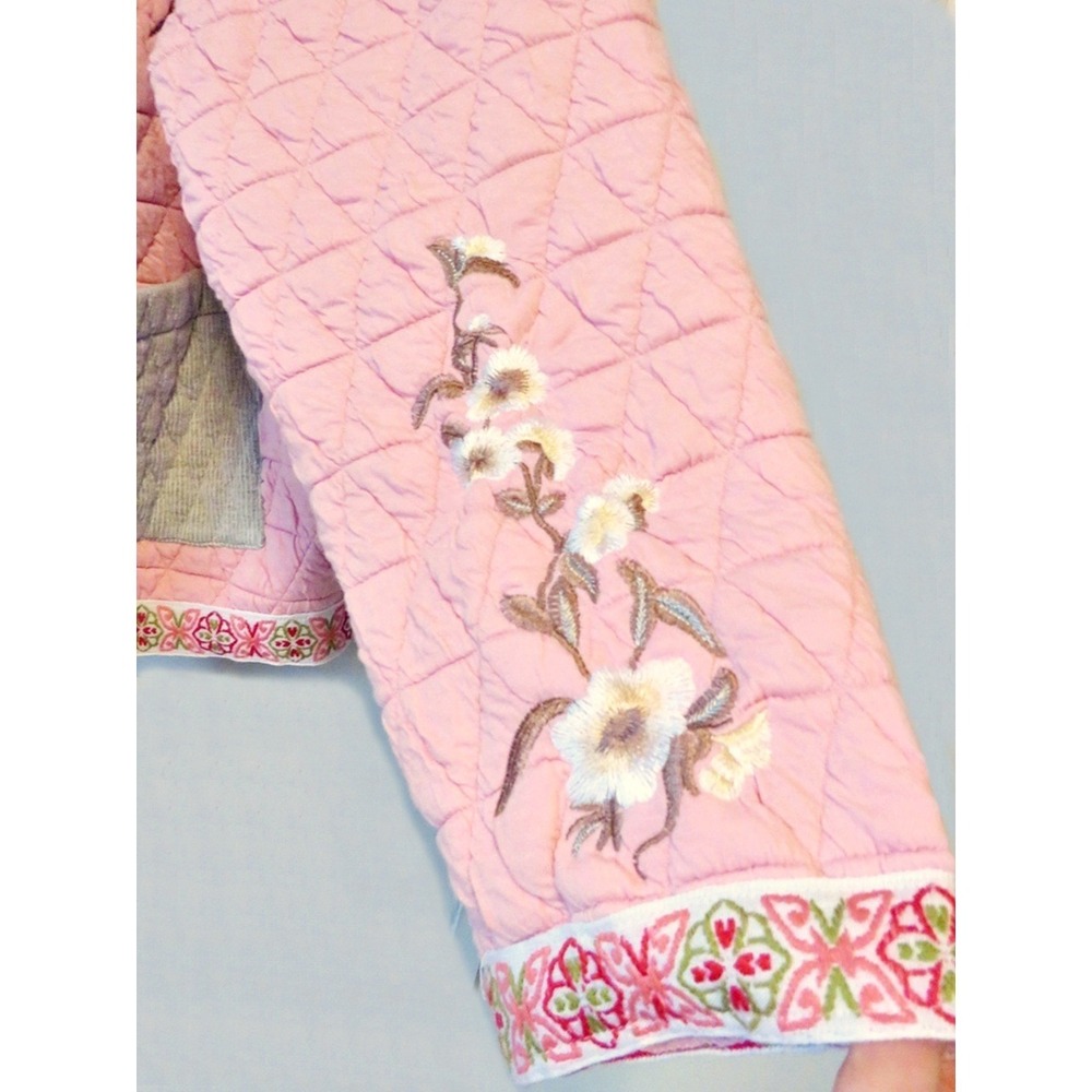 POL Large Quilted Granny Floral Embroidered Open Front Cardigan Boho Pockets - Picture 8 of 14